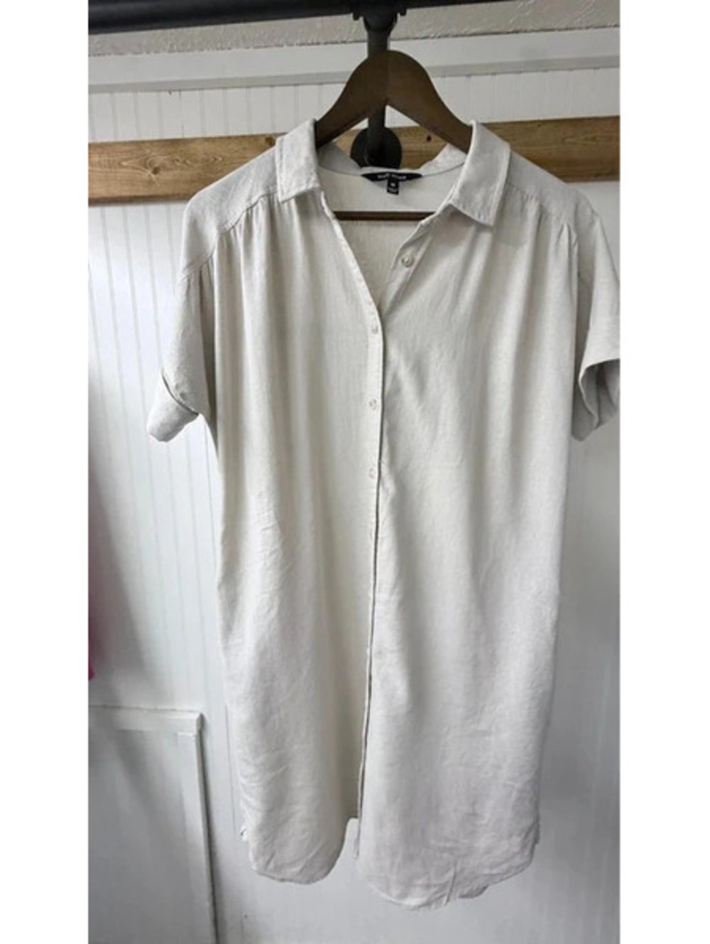 Well Worn linen blend short sleeve shirt dress medium resort beach